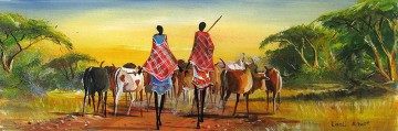 L’élevage sur la route de l’Afrique Peinture à l'huile